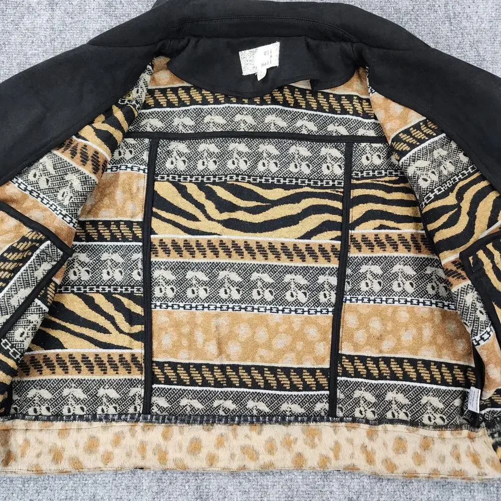 Oli Hali Jacket Womens Large Animal Print Moto Zip Biker Boho Aztec Southwestern - Picture 12 of 16